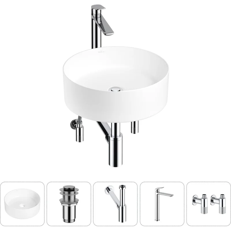 Набор Wellsee 5 в 1 Belle Spa накладная раковина 38x38 см 20212153R