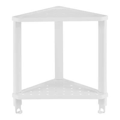Полка для ванной Violet Vikea угловая двухъярусная с крючками 365х130х380 мм пластик белая (787206)