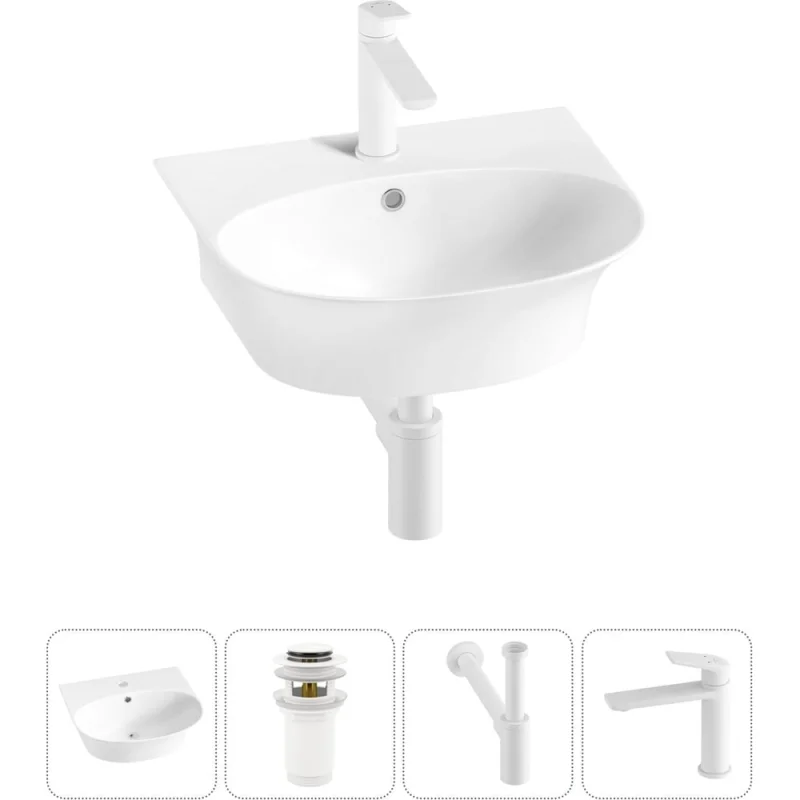Комплект Wellsee 4 в 1 Lavinia Boho Bathroom Sink накладная/подвесная раковина 46x41 см 20216676R