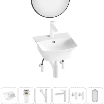 Комплект Wellsee 6 в 1 Lavinia Boho Bathroom Sink накладная/подвесная раковина 35x36 см 20219950R