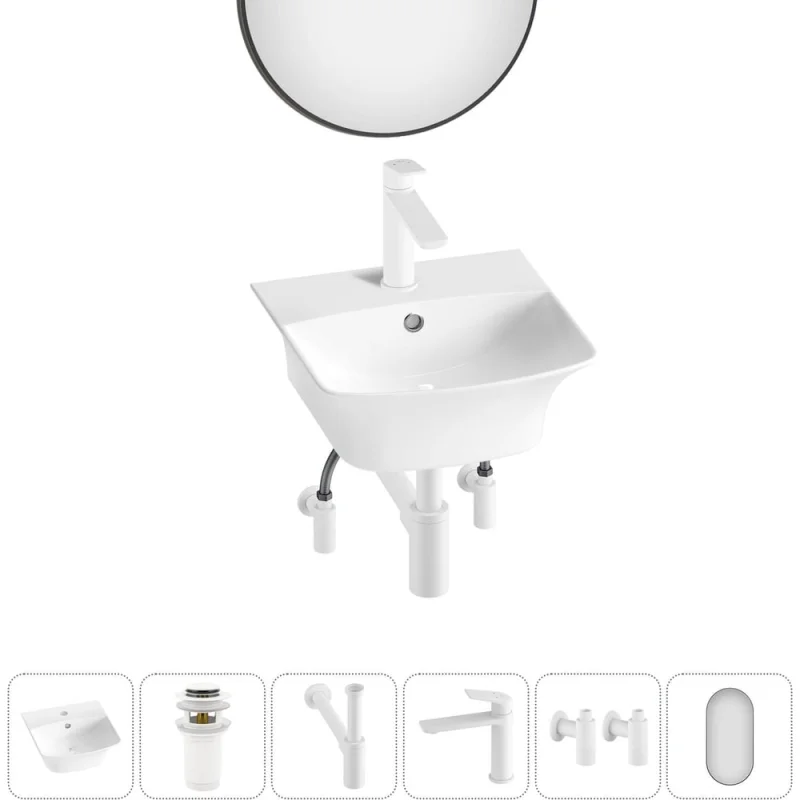 Комплект Wellsee 6 в 1 Lavinia Boho Bathroom Sink накладная/подвесная раковина 35x36 см 20219950R