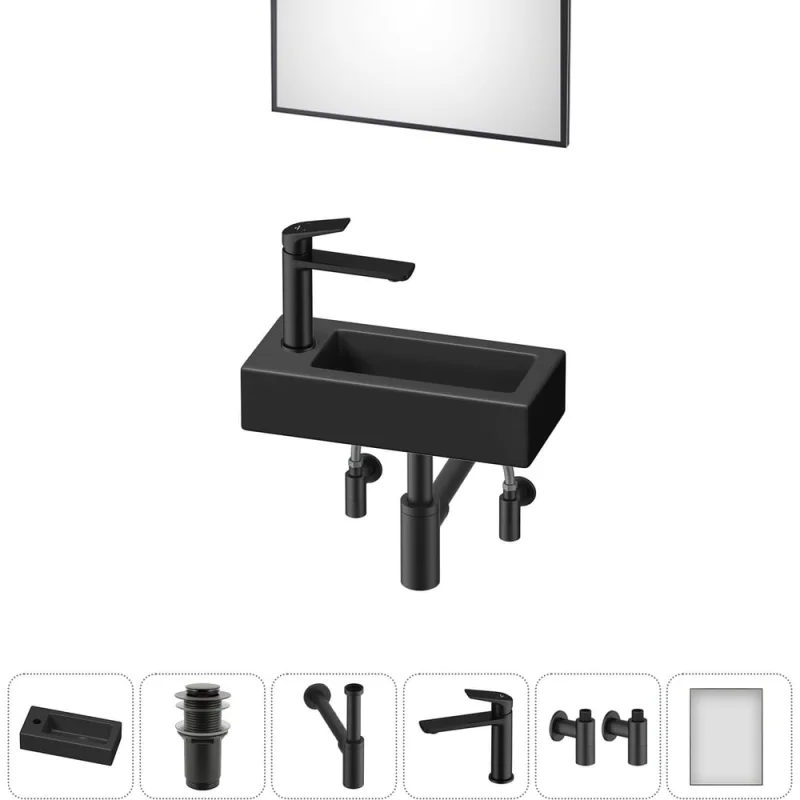 Комплект Wellsee 6 в 1 Lavinia Boho Bathroom Sink накладная/подвесная раковина 37x18 см 20219536R