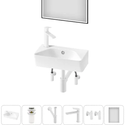 Комплект Wellsee 6 в 1 Lavinia Boho Bathroom Sink накладная/подвесная раковина 40x22 см 20219810R