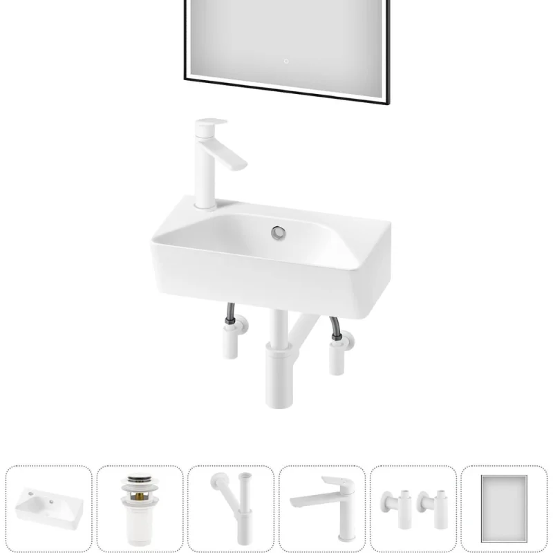 Комплект Wellsee 6 в 1 Lavinia Boho Bathroom Sink накладная/подвесная раковина 40x22 см 20219810R