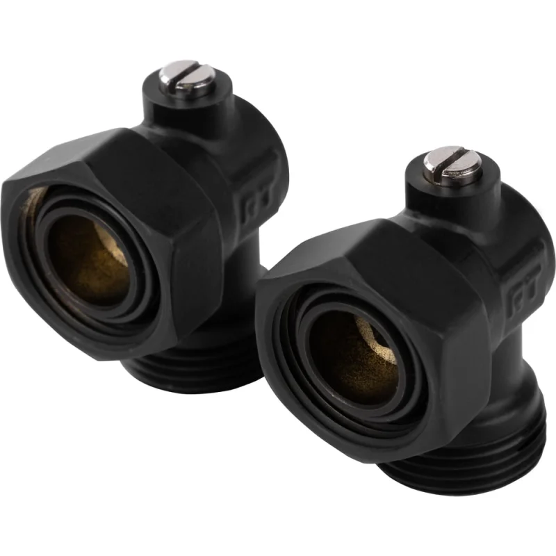 Набор нижнего подключения ROYAL THERMO угловой, раздельный 3/4x3/4ЕК (черный) НС-1559437