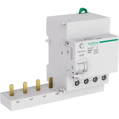 Блок дифференциального тока (БДТ) Systeme Electric Systeme9 63 A, 4 P, 300 мА, тип-AC-S, 400 В S9V19463