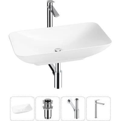 Акционный набор Wellsee 4 в 1 Demure накладная раковина 70x38 см 20214607R