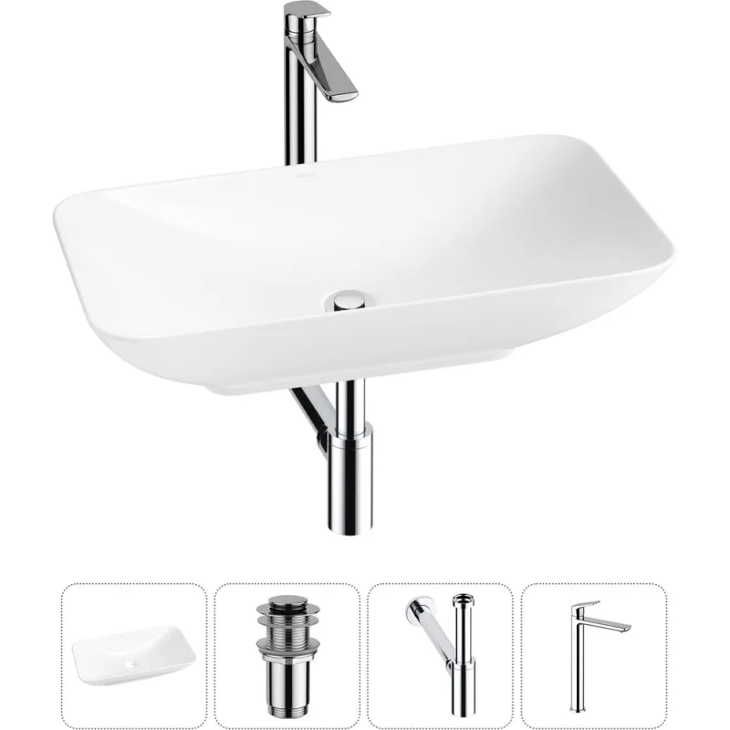 Акционный набор Wellsee 4 в 1 Demure накладная раковина 70x38 см 20214607R