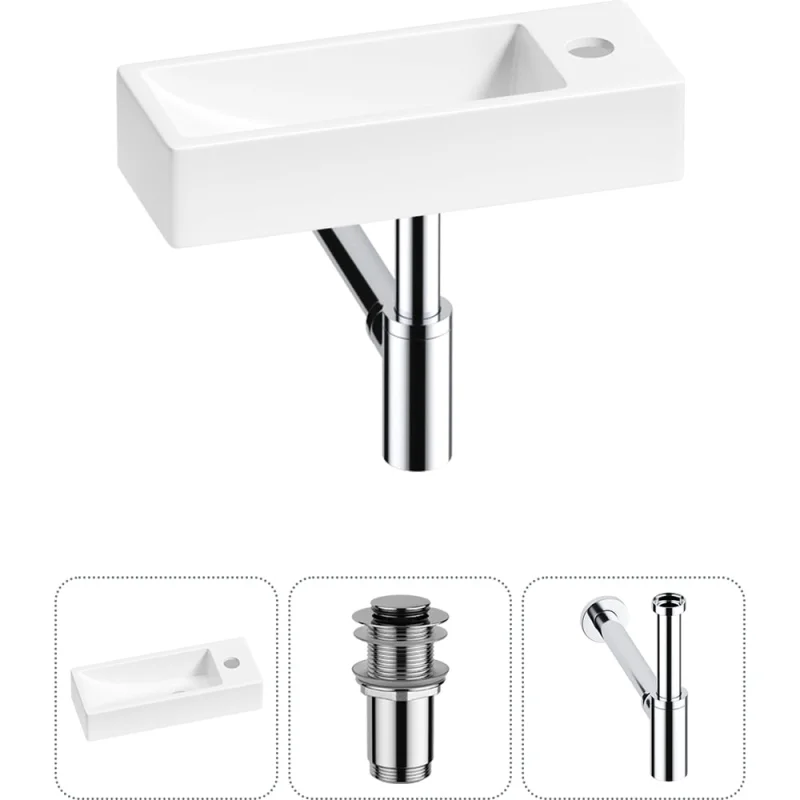 Комплект 3 в 1 Wellsee Bathroom Sink накладная/подвесная раковина 38x14 см, состоит 20215941R