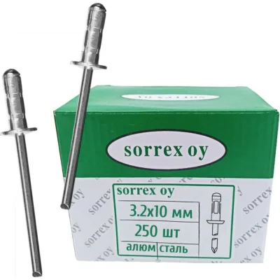 Заклепка вытяжная SORREX многозажимная, MULTIGRIP, алюминий/сталь, 3.2x10, 250 шт. MGP 32100 250