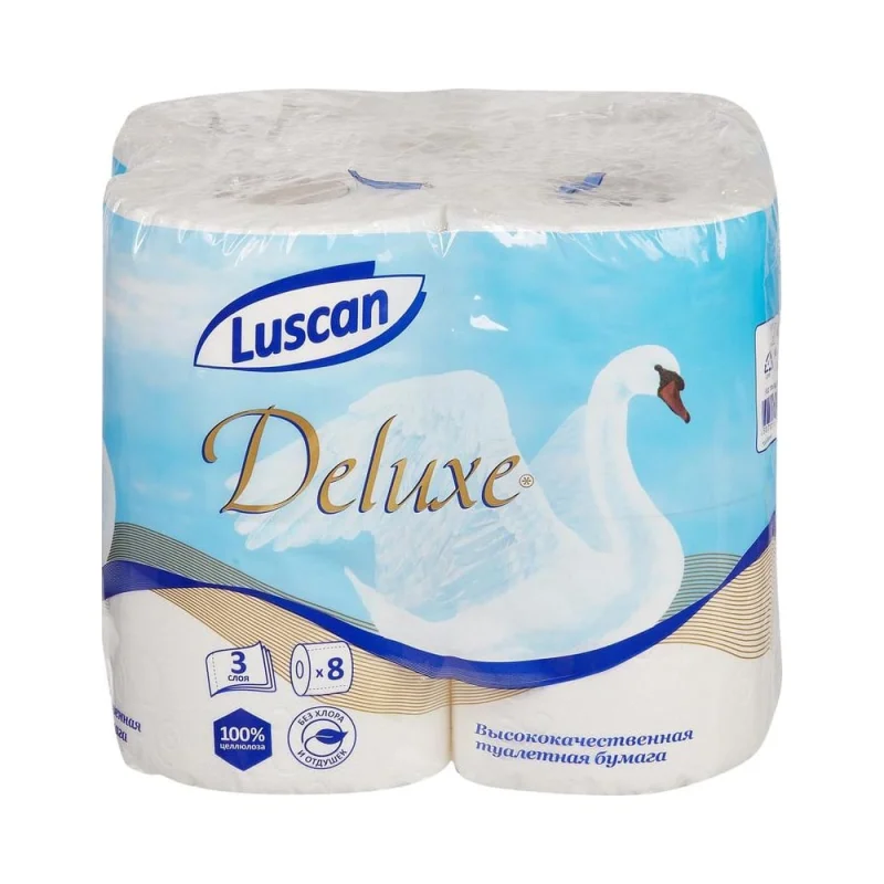 Туалетная бумага Luscan Deluxe 3 слоя, белая, 8 рулонов 484894