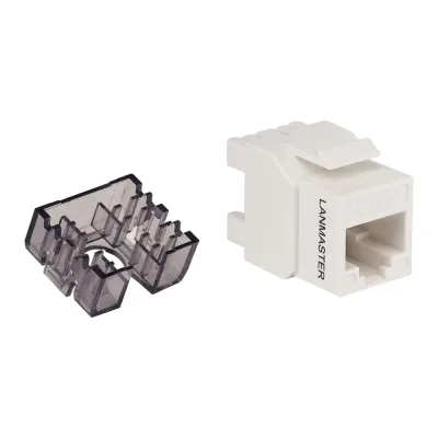 Модуль Keystone LANMASTER RJ45, неэкранированный, категория 6, без шторки, 180 градусов, белый LAN-OK45U6/180N-WH