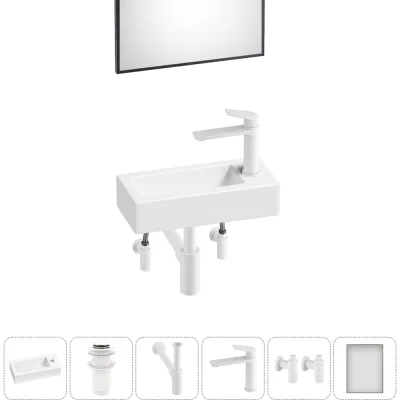 Комплект 6 в 1 Wellsee Lavinia Boho Bathroom Sink накладная/подвесная раковина 37x18 см 20219516R