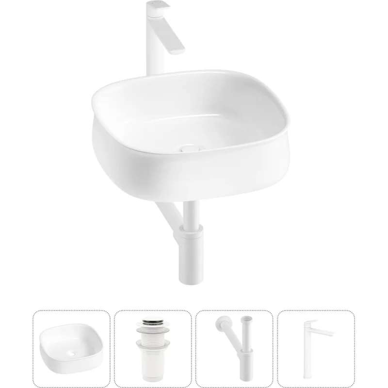 Комплект Lavinia Boho 4 в 1 Bathroom Sink накладная раковина 42x42 см 3331108 20215455R