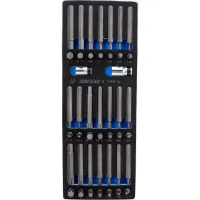 Набор вставок бит 10 мм TORX, SPLINE, HEX, ложемент, 44 предмета KING TONY 9-1044CQV