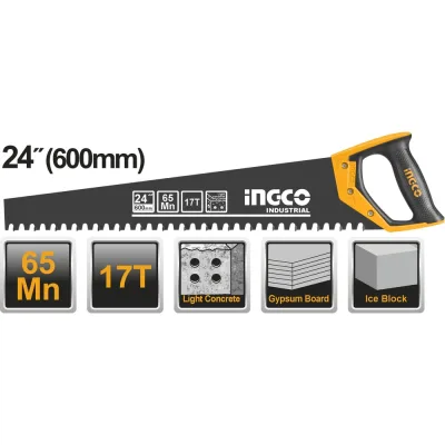 Ножовка по пенобетону INGCO 600 мм INDUSTRIAL HCBS016001