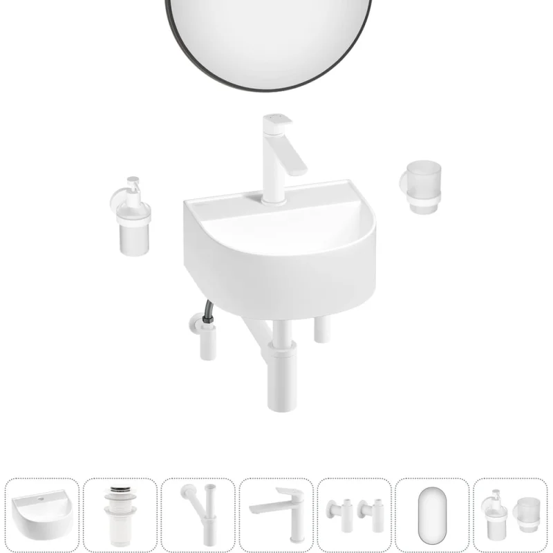 Мини-раковина для ванной комнаты или туалета Wellsee WC Area в наборе 7 в 1 20218158R