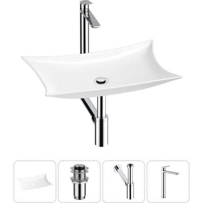 Комплект 4 в 1 Wellsee Bathroom Sink накладная раковина 59x39 см состоит из 3331111 20215295R