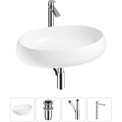 Комплект 4 в 1 Wellsee Bathroom Sink накладная раковина 60x40 см состоит из 3331109 20215103R
