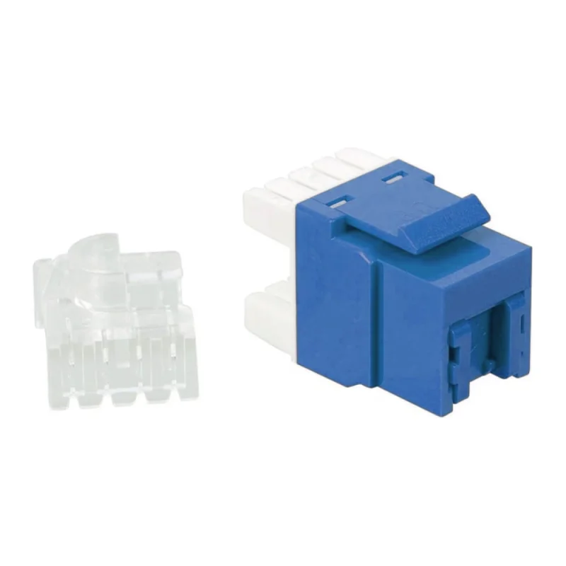 Модуль Keystone LANMASTER RJ45, неэкранированный, категория 6, без шторки, 180 градусов, синий LAN-OK45U6/180N-BL