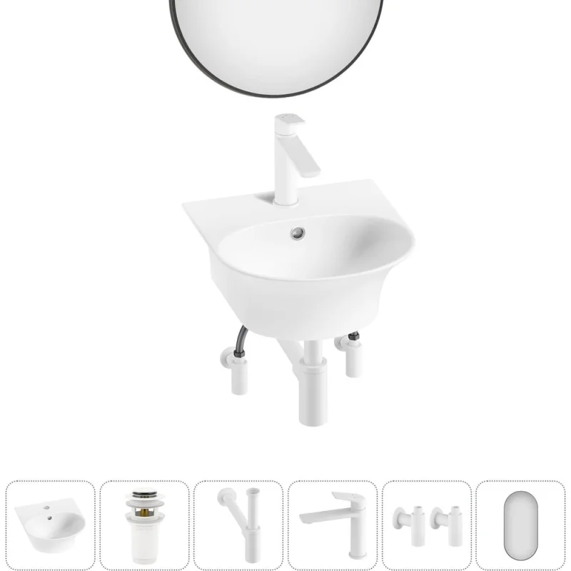 Комплект Wellsee 6 в 1 Lavinia Boho Bathroom Sink накладная/подвесная раковина 34x36 см 20219908R