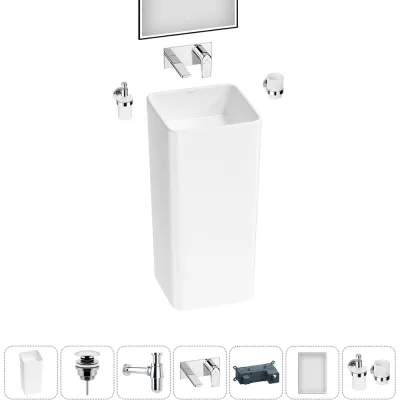 Набор Wellsee 6 в 1 Callipy Art напольная раковина 40x40x84 см 20218927R