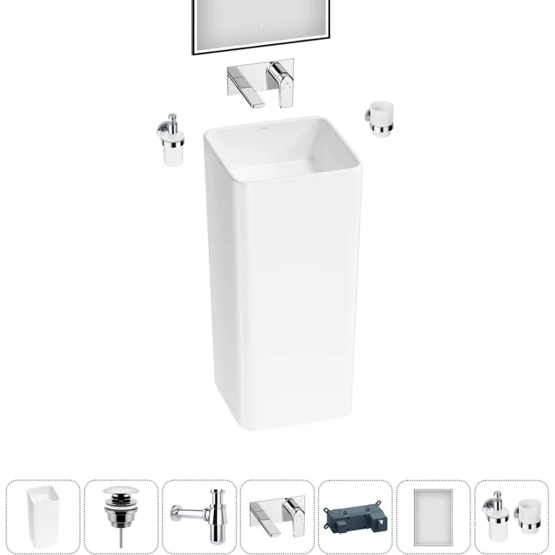 Набор Wellsee 6 в 1 Callipy Art напольная раковина 40x40x84 см 20218927R