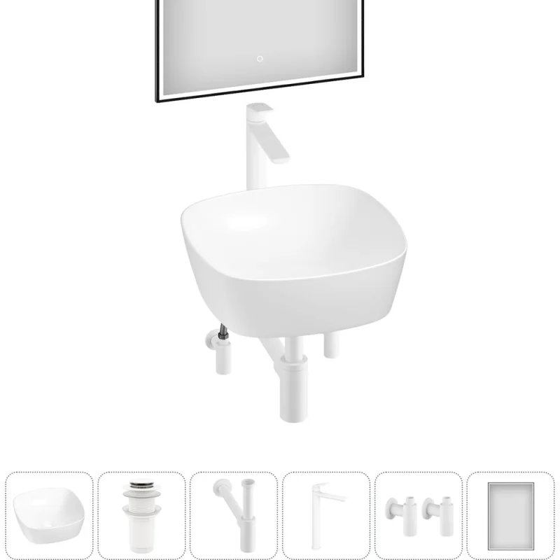 Набор Wellsee 6 в 1 Ground Breaking накладная раковина 40x40 см 337 20218588R