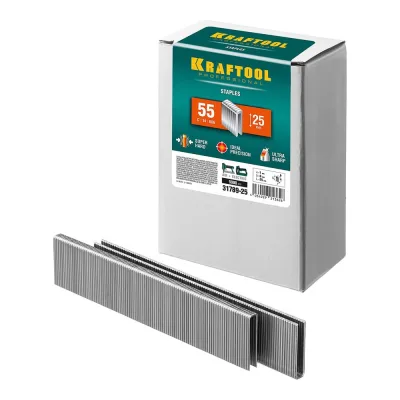 Скобы для степлера KRAFTOOL тип 18GA (55/90/C) 25мм, 5000 шт, 31789-25