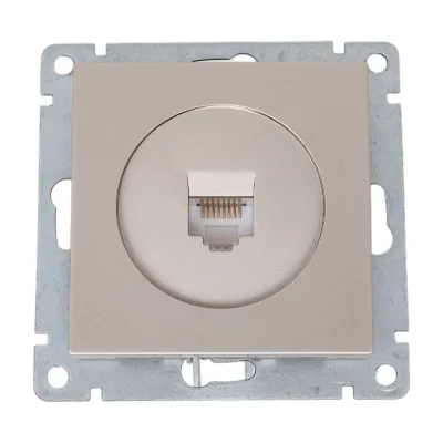 Компьютерная одноместная розетка UNIVersal серия афина, с/у, 1а, rj45, шампань еврослот A0051-Br