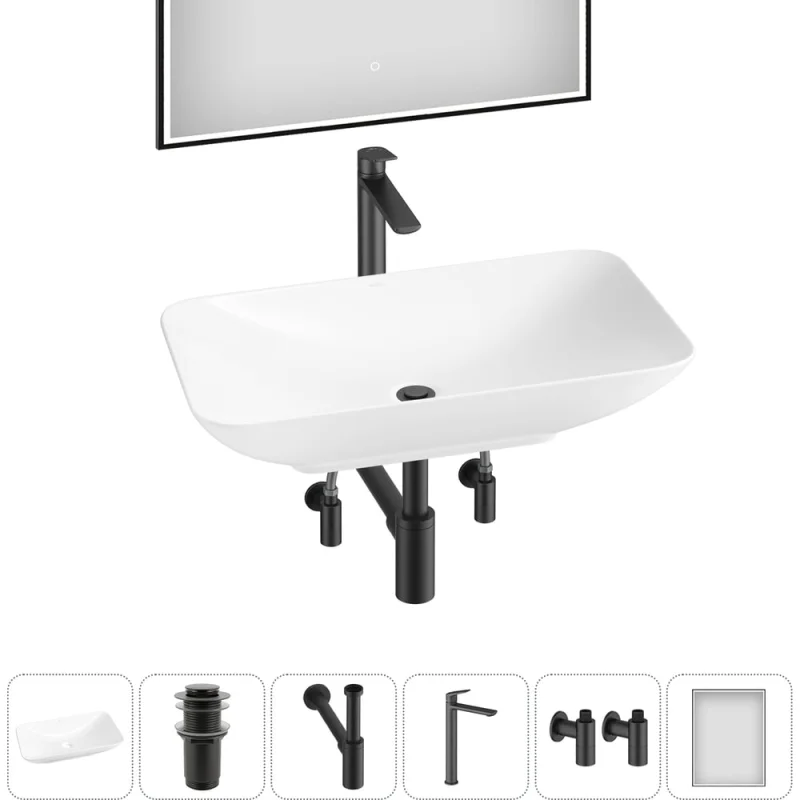 Набор Wellsee 6 в 1 Demure накладная раковина 70x38 см 20218540R