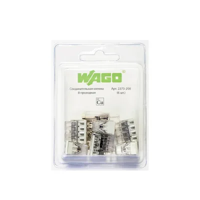 Клемма на 8 проводов Wago 2273-208 0,5-2,5 кв. мм самозажимная без пасты (6 шт.)