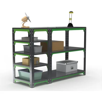 Стол-верстак ООО Металекс Metalex серия KIT 950х1700х600 с боковыми полками, серо-зеленый 204080
