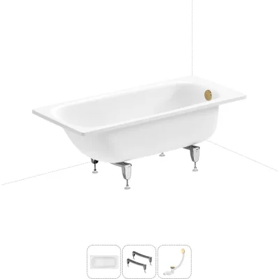 Стальная ванна 150х70 см с шумоизоляцией Sanitana BLB Universal 20220688R в наборе 3 в 1 20220688R