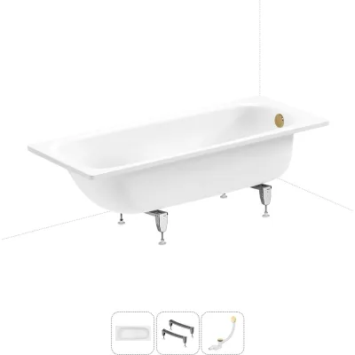 Стальная ванна 170х70 см с шумоизоляцией Sanitana BLB Universal 20220720R в наборе 3 в 1 20220720R