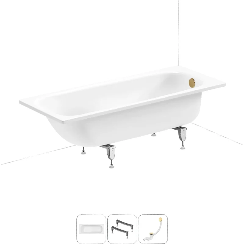 Стальная ванна 170х70 см с шумоизоляцией Sanitana BLB Universal 20220720R в наборе 3 в 1 20220720R