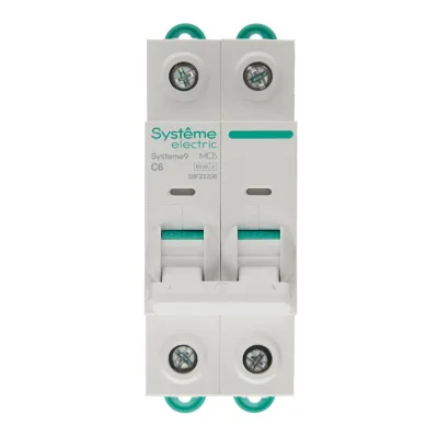 Автоматический выключатель модульный Systeme Electric Systeme9 2P 6А тип C 6 кА 400 В (S9F22206)