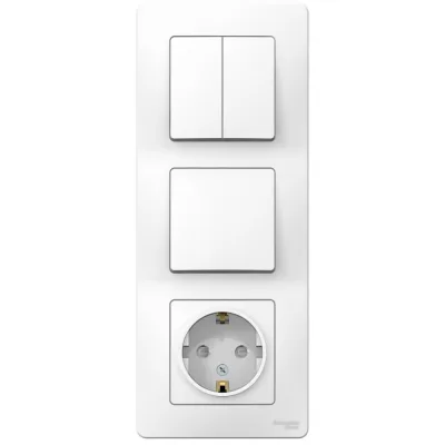 Блок выключатель и розетка Systeme Electric Blanca трехклавишный встраиваемый белый (BLNBS101201)