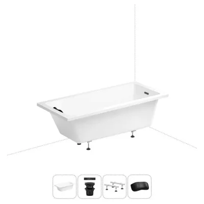 Акриловая ванна Wellsee 180х85 см FreeDom 2.0 в наборе 4 в 1 20212813R