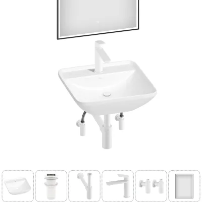 Набор Wellsee 6 в 1 Cute Twin S накладная раковина 43x43 см 3183010 20218966R