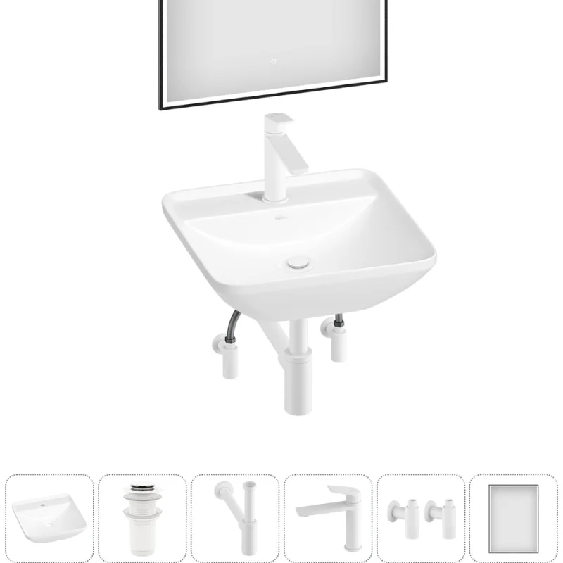 Набор Wellsee 6 в 1 Cute Twin S накладная раковина 43x43 см 3183010 20218966R