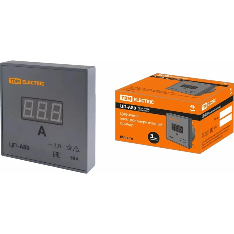 Цифровой амперметр TDM ELECTRIC ЦП-А80 60А-1,0 без поверки SQ1102-0519