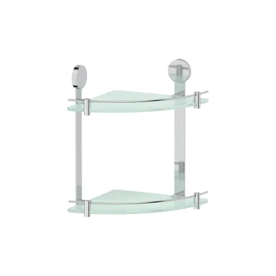 Двухъярусная угловая полка Artwelle 26 cm матовое стекло; хром HAR 040