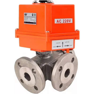 Шаровой кран DN.ru 316-316-PTFE L-тип Ду20 Ру16 3-ходовой, электропривод QT-003-MINI D160-59434