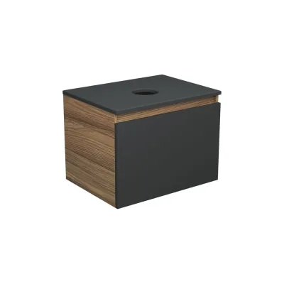 Тумба с раковиной Bauedge Bauedge (тумба подвесная Bau Dream Blackwood 60, графит + раковина санфаянс накладная круглая BAU Dream D43) BD2066