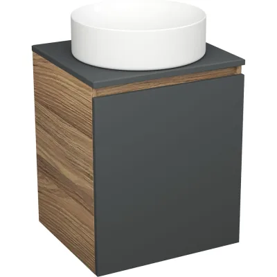 Тумба Bauedge Bau Dream Blackwood 50 графит, раковина BAU Dream круглая SD4046