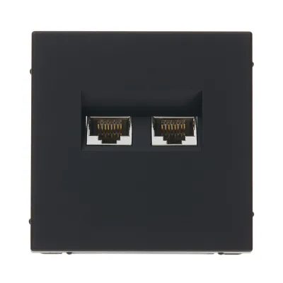 Розетка компьютерная Systeme Electric ArtGallery встраиваемая карбон 2хRJ45 (GAL001088)