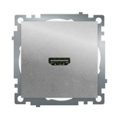 Розетка STEKKER HDMI 2.1, Type A (механизм), GLS00-7118-03, серия Катрин, серебро, 50061