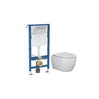 Комплект инсталляции Geberit Delta Duofix с унитазом Ceramicanova Play с кнопкой хром и сиденьем дюропласт микролифт быстросъем (458.149.21.2/CN3001)
