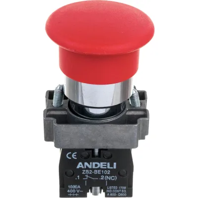 Кнопка Грибок без подсветки XB2-BС45 красный 1NO 1NC ANDELI артикул ADL10-067